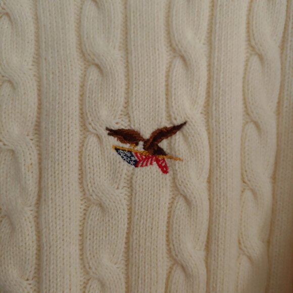 American Living Cream Cable Knit Y2k Preppy Academia Indie Button Cardigan XL - Picture 6 of 12